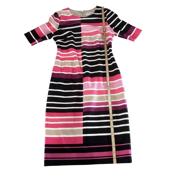 Eliza J Womens Striped Colorblock Knee-Length Dress 10 Pink/Black - Picture 6 of 8